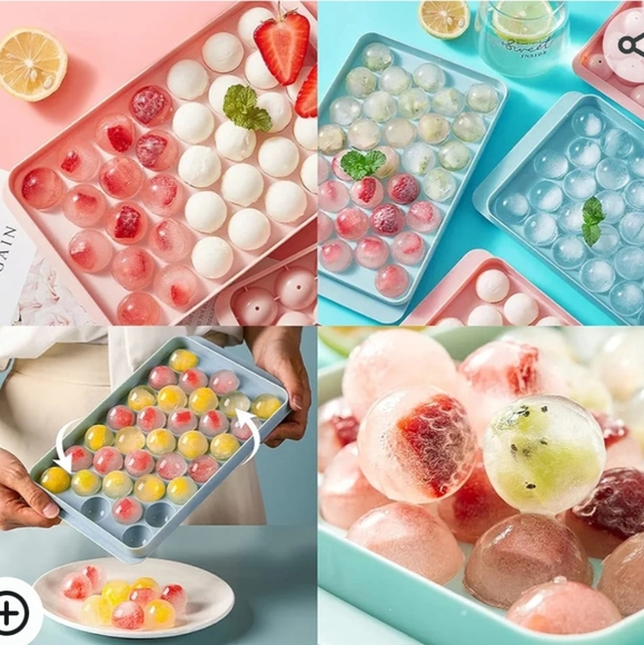 Round Ice Cube Tray w/Bin, 3 Tongs, 10 Straws, Scoop, Melon Baller, Straw Clean - Picture 4 of 4